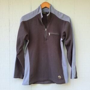 Mountain Hardwear Colorblock Fleece 1/4 Zip Medium Polar Tec Black Blue/grey
